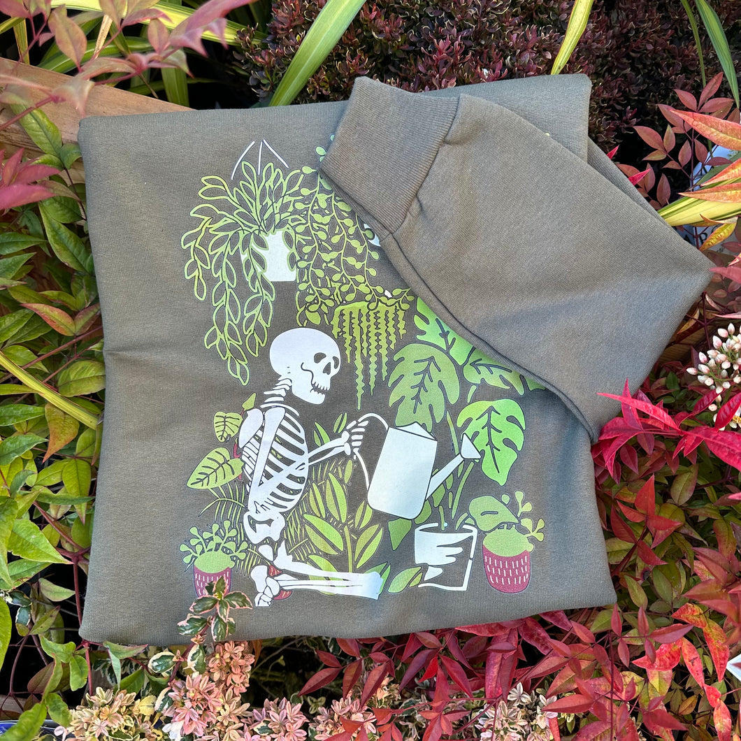 Skeleton Plant Crewneck Sweatshirt - M - Fatigue Green