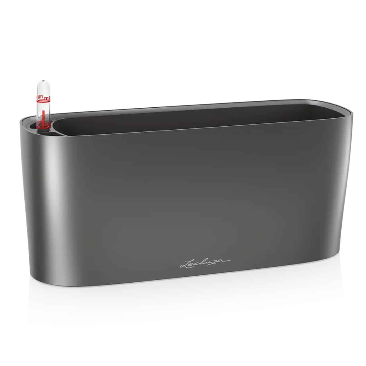 10 self watering planter Lechuza 15467 Delta 10 Indoor and Outdoor, 12" x 4" x 5", Self Watering Planter, US_6, Charcoal Metallic