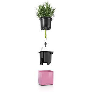 Cube' Self-Watering Planter // Cashmere Cream High-Gloss Glitter