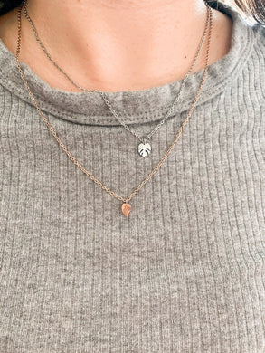 Tiny Charm Plant Necklace Rose Gold Pink Princess