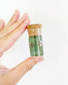 Plant Earrings - Monstera Albo/Thai Studs  18k Gold Plated